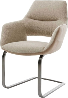 Freischwinger Yago-Flex mit Armlehnen Materialmix Schlamm Freischwinger flach Graphit Taschenfederkern