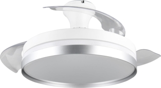 TRIO Leuchten LED Deckenleuchte LINDBERG Deckenventilator mit Beleuchtung, Rotor einklappbar, 6 Stufen, Timerfunktion, Ventilatorfunktion, LED fest integriert, warmweiß - kaltweiß, LED Ventilator mit Fernbedienung dimmbar Memory Nachtlicht Starlight