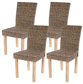4er-Set Esszimmerstuhl 'Littau', Kubu-Rattan