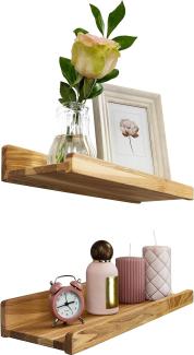 Wood Wedge 2er-Set Schwebende Wandregal, Rustikale Holzregale mit Lippe, Kinderbücherregale, Bild & Fotoregal für Schlafzimmer, Wohnzimmer, Badezimmer, Küche, Büro (natürlich 40cm)