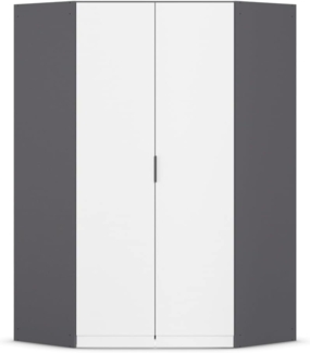 Rauch Möbel Lagoa, Kleiderschrank, Eckschrank, Garderobe für Schlafzimmer, Kinderzimmer, Jugendzimmer 2-türig, Farbe Weiß/Grau metallic, Schwarz, Breite 117