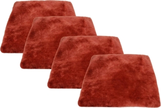 Reissner Lammfelle 4er Set Sitzkissen Lammfell Vollfell Siki KISSEN-VF-40-Set4-BOR (Rollstuhlauflage Katzenbett) VF 40x40 cm rot