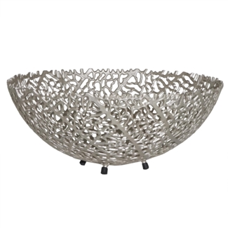 riess-ambiente Dekoschale ABSTRACT LEAF 45cm silber (Einzelartikel, 1 St), Wohnzimmer · Metall · Handarbeit · Modern Design