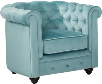 Sessel CHESTERFIELD - Samt - Hellblau