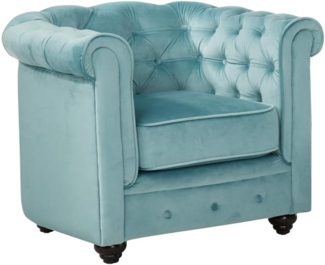 Sessel CHESTERFIELD - Samt - Hellblau
