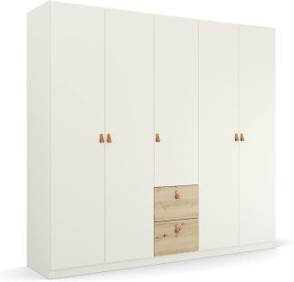 Rauch Möbel Homey by Quadra Spin Schrank Drehtürenschrank, Weiß, 5-trg, inkl. 3 Kleiderstangen, 3 Einlegeböden, 2 Schubkästen, BxHxT 226 x 210 x 54 cm