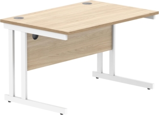 office hippo Essentials Rechteckiger Schreibtisch-Computer-Arbeitsplatz, Heimbürotisch mit Kabelanschluss-Management, 120x80 cm, Holz, Kanadische Eiche