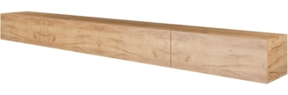 Planetmöbel TV Board 320 cm Gold Eiche, TV Schrank mit 4 Klappen als Stauraum, Lowboard hängend oder stehend, Sideboard Wohnzimmer