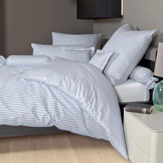 Janine Streifen-Bettwäsche modern classic perlblau|Bettbezug einzeln 155x220 cm