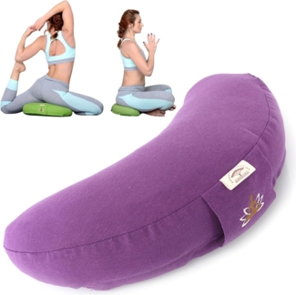 SEI Design Yogakissen Meditationskissen Yogakissen Halbmond mit Buchweizenschalen Füllung, gesticktes Motiv