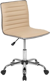 Flash Furniture Alan Designer-Bürostuhl mit niedriger Rückenlehne, ohne Armlehnen, geriffelt, Hellbraun