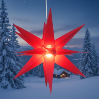 Guru-Shop LED-Stern für außen 3D Außenstern Kaspar, Weihnachtsstern,., Leuchtmittel inklusive