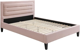 Vente-unique - Bett 120 x 190 cm mit gepolstertem Kopfteil - Rosa - MACHUPIO