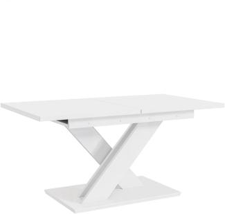 MEBLINI Esstisch Ausziehbar - Esszimmertisch Modern - Küchentisch - Säulentisch - Ausziehtisch - Dining Table - Esszimmertische - 140-180x80x75cm - Bronx - Weiß Matt