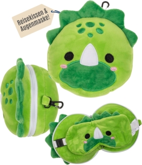 Plüsch Reisekissen für Kinder mit Augenmaske verschiedene Ausführungen 2in1 Dino