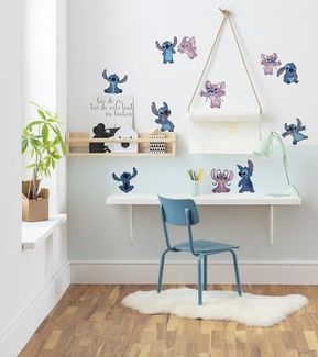 Komar Wandtattoo Stitch and Angel Happy - Größe 50 x 70 cm (12 St), Künstler: Komar, selbstklebend, Wandsticker, Kinderzimmer