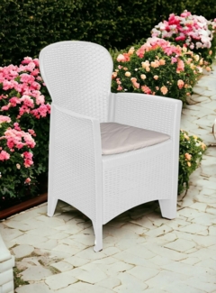 DMORA Sessel mit Rattan Effekt, Made in Italy, 60 x 58 x 89 cm, weiß - Dmora