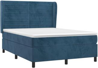 vidaXL Boxspringbett mit Matratze Dunkelblau 140x200 cm Samt