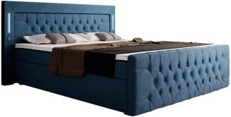 Boxspringbett Elegance mit LED, USB und Stauraum 160x200 Blau H3