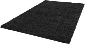 ayshaggy Shaggy Teppich Hochflor Langflor Einfarbig Uni Schwarz Weich Flauschig Wohnzimmer, Größe: 200 x 290 cm