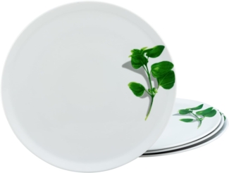 CreaTable 23435 Basilikum Pizzateller mit Motiv, Ø 33 cm, weiß (4er Pack)