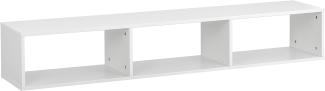 Baroni Home Hängender TV-Schrank für Wohnwand mit 3 Fächern, Loch für Kabeldurchführung aus MDF, TV-Board für Wohn- und Schlafzimmer, Küche, Weiß, 152 x 30 x 25 cm