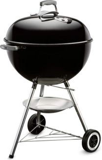 Weber Classic Kettle Holzkohlegrill/Porzellanemaillierter Deckel und Kessel, 57 cm Grillfläche, One-Touch-Reinigungssystem, Deckelthermometer, Dreibein-Ständer und Räder, Schwarz