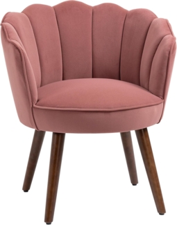 HOMCOM Barhocker Küchenstuhl Sessel mit Rückenlehne (Wohnzimmerstuhl, 1 St, Esszimmerstuhl), Polyester Gummiholz Rosa 66 x 66 x 78,5 cm