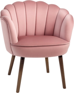 HOMCOM Barhocker Küchenstuhl Sessel mit Rückenlehne (Wohnzimmerstuhl, 1 St, Esszimmerstuhl), Polyester Gummiholz Rosa 66 x 66 x 78,5 cm