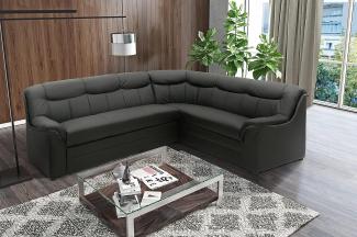 DOMO Collection Ecksofa Berlin, zeitlose Couch mit hochwertiger Ferderkern-Polsterung, 205 x 250 x 89 cm, L-Form in schwarz