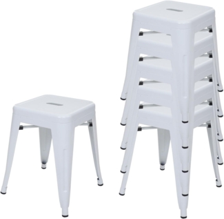 6er-Set Hocker HWC-A73, Metallhocker Sitzhocker, Metall Industriedesign stapelbar ~ weiß