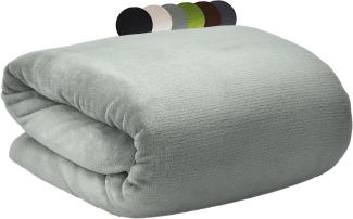 Beautissu Aurelia Corall Fleece Decke Hellgrau, 240x220 cm