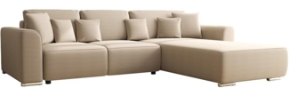 Vente-unique - Ecksofa mit Schlaffunktion - Ecke wechselbar - Stoff - Beige - MELTANA