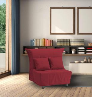 Talamo Italia Mina Einzelschlafsofa, Wohnzimmersessel, Trolley-Öffnung, Made in Italy, aus gepolstertem Stoff, mit Kissen enthalten, Cm: 85x90h85, Rote Farbe