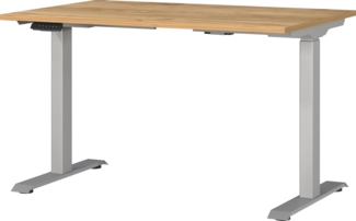 Germania Schreibtisch 7907-641, in Navarra-Eiche-Nb./Silber, EL. höhenverstellb, 120 x 120 x 80 cm (BxHxT)