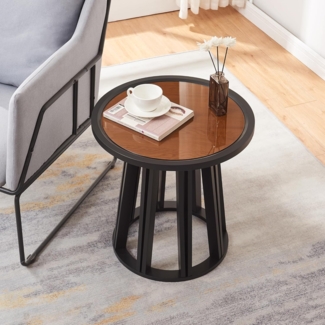 Beistelltisch Burgess 51xØ51 cm Schwarz/Walnussoptik [en. casa]