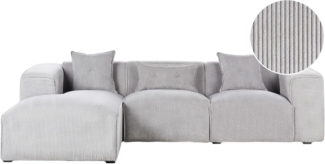 3-Sitzer Ecksofa Cord hellgrau rechtsseitig DOLVA