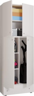 VCM Mehrzweckschränke Lona 917816 Weiß H. 200 x B. 70 x T. 39 cm