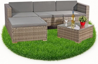 Melko Gartenlounge-Set Gartengarnitur Lounge Polyrattan 5tlg. Sitzgruppe Gartenset, (Set), Schraub-Ausgleich-Standfüße