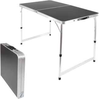 Höhenverstellbarer Klapptisch, schwarz, Campingtisch 120 x 60 cm, Tapeziertisch