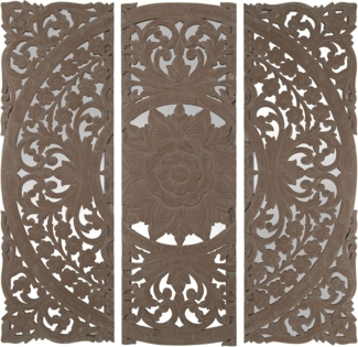 DRW Altarbild mit 3 Teilen durchbrochenem MDF-Holz mit Spiegel in Natur, 120 x 2 x 120 cm, 120 x 2 x 120 cm