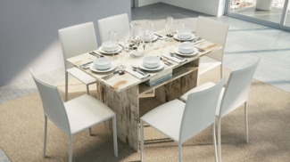 Dmora - Ausziehbare Konsole Lavanda, Esstisch mit Buchöffnung, ausziehbare Mehrzweckkonsole, 100 % Made in Italy, 120 x 70 x 75 cm, Vintage,