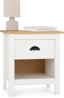 IDIMEX Nachtkommode TILLY, Nachtschrank mit Ablage und Schublade mit Muschelgriff weiß/natur