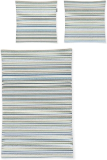 Irisette Easy Soft-Seersucker Bettwäsche 155x220 Streifen grün beige blau 8513-30
