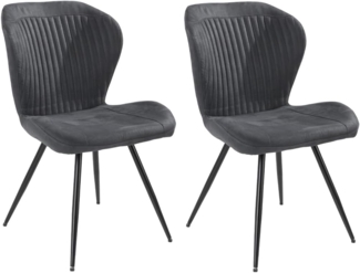 Home4You Polsterstuhl 2er Set, Anthrazit, Schwarz, Mikrofaser, Metall, (1 St), Vintageoptik