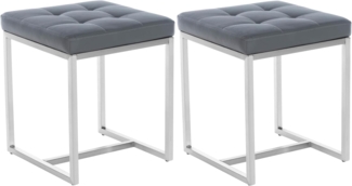 CLP 2er Set Sitzhocker Barci mit Polsterung und Edelstahlgestell,grau