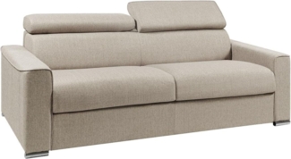 Vente-unique - Schlafsofa 4-Sitzer - Liegfläche mit Lattenrost: 160 cm - Matratze: 22 cm mit Memory Schaum - Stoff - Beige - VIZIR