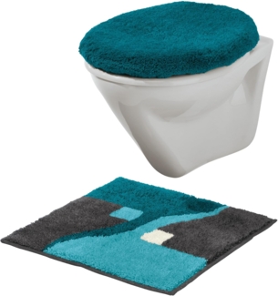 Erwin Müller WC-Vorlage ohne Ausschnitt Athen, rutschhemmend türkis Größe 50x50 cm - kuscheliger Hochflor, für Fußbodenheizung geeignet