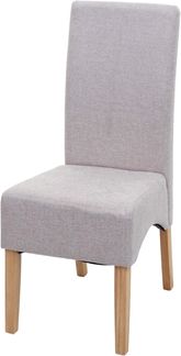 Esszimmerstuhl Latina, Küchenstuhl Stuhl, Stoff/Textil MVG-zertifiziert ~ creme-beige, helle Beine