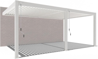Weide E-Deluxe Plus | elektrische Wand Pergola mit LED | Voll Aluminium | 4 x 6 M | motorisiertes Lamellendach weiß